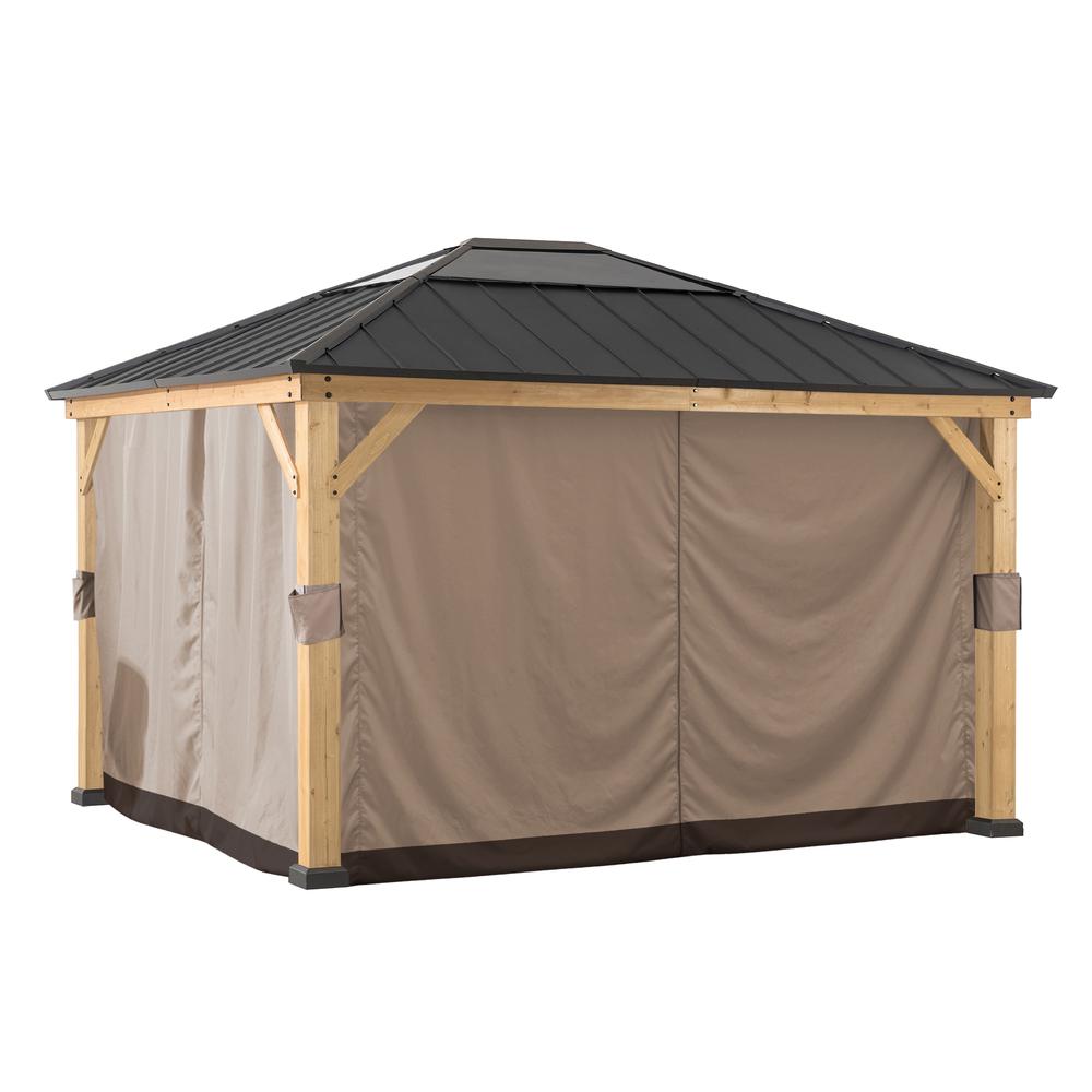 Universal Curtains and Mosquito Netting for 11 ×13 ft Wood Framed Gazebos
