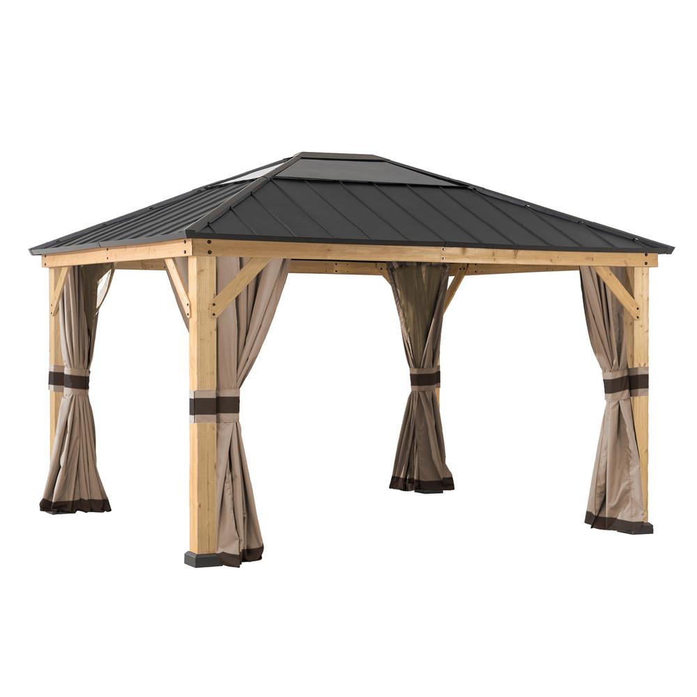 Universal Curtains and Mosquito Netting for 11 ×13 ft Wood Framed Gazebos
