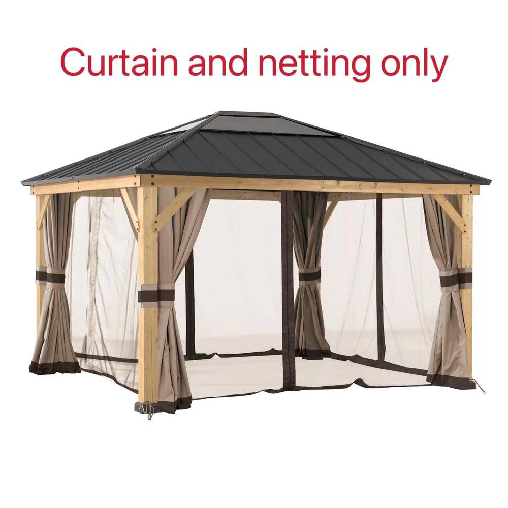 Universal Curtains and Mosquito Netting for 11 ×13 ft Wood Framed Gazebos