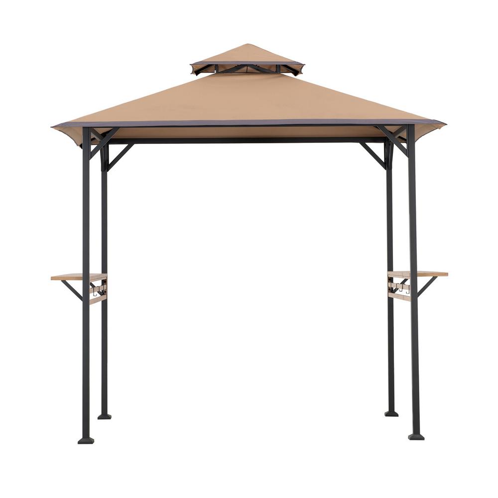 8×5 ft Arbrook Black Steel 2-Tier Soft Top Grill Gazebo