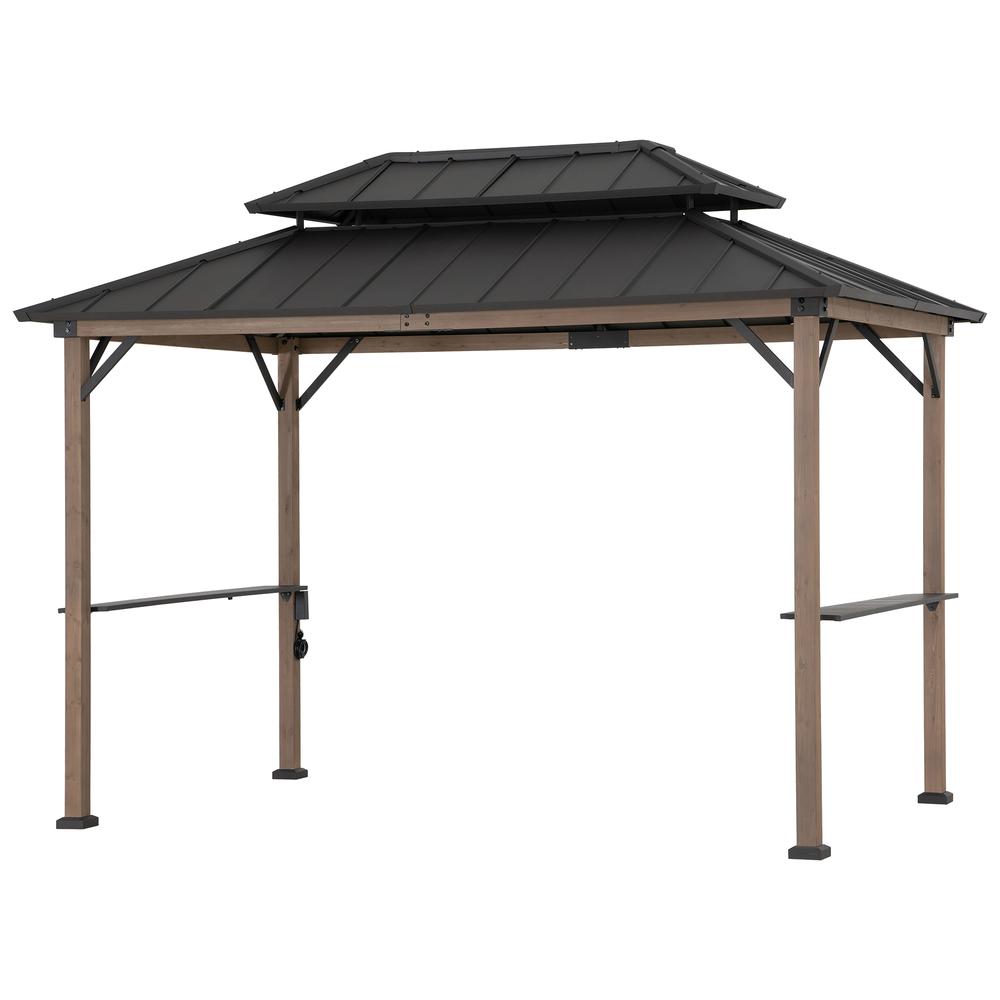 Durable Cedar Framed Wood Gazebo with Built-In Electrical Outlets