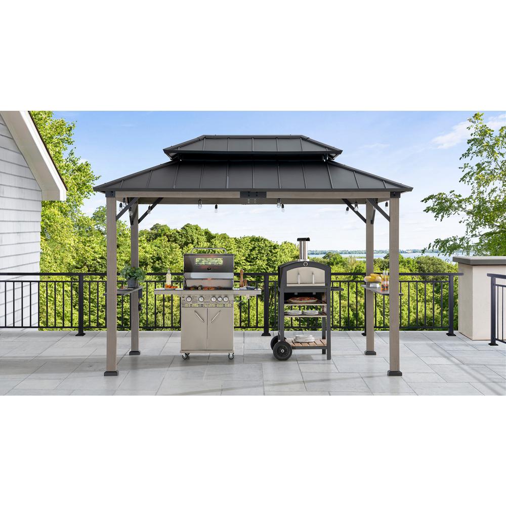 Durable Cedar Framed Wood Gazebo with Built-In Electrical Outlets