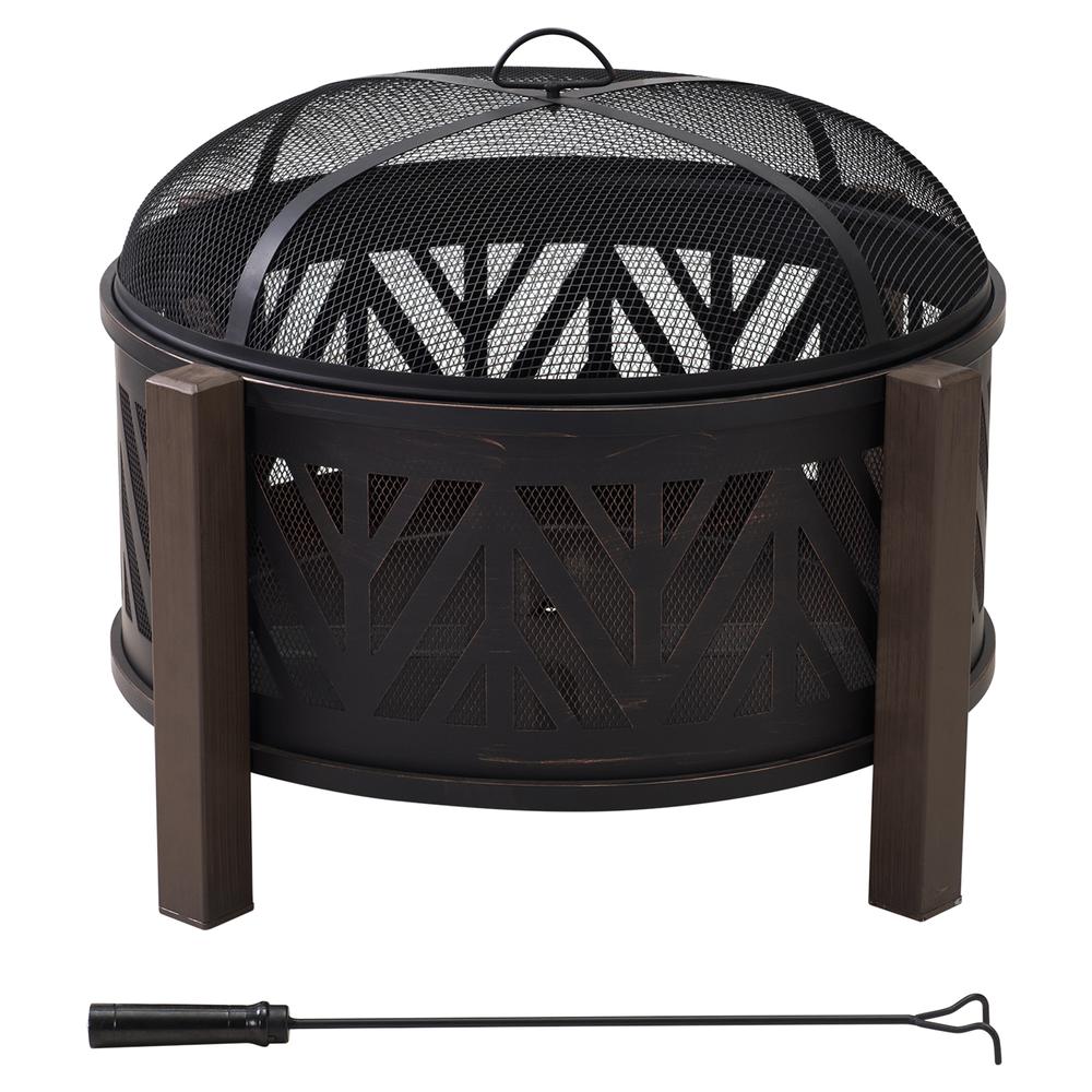 Outdoor Steel Wood Burning Fire Pits with Screen