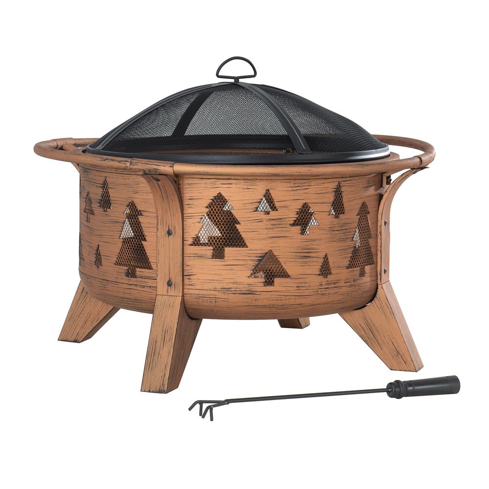Patio Tree Motif Steel Firepit Large Fire Pits