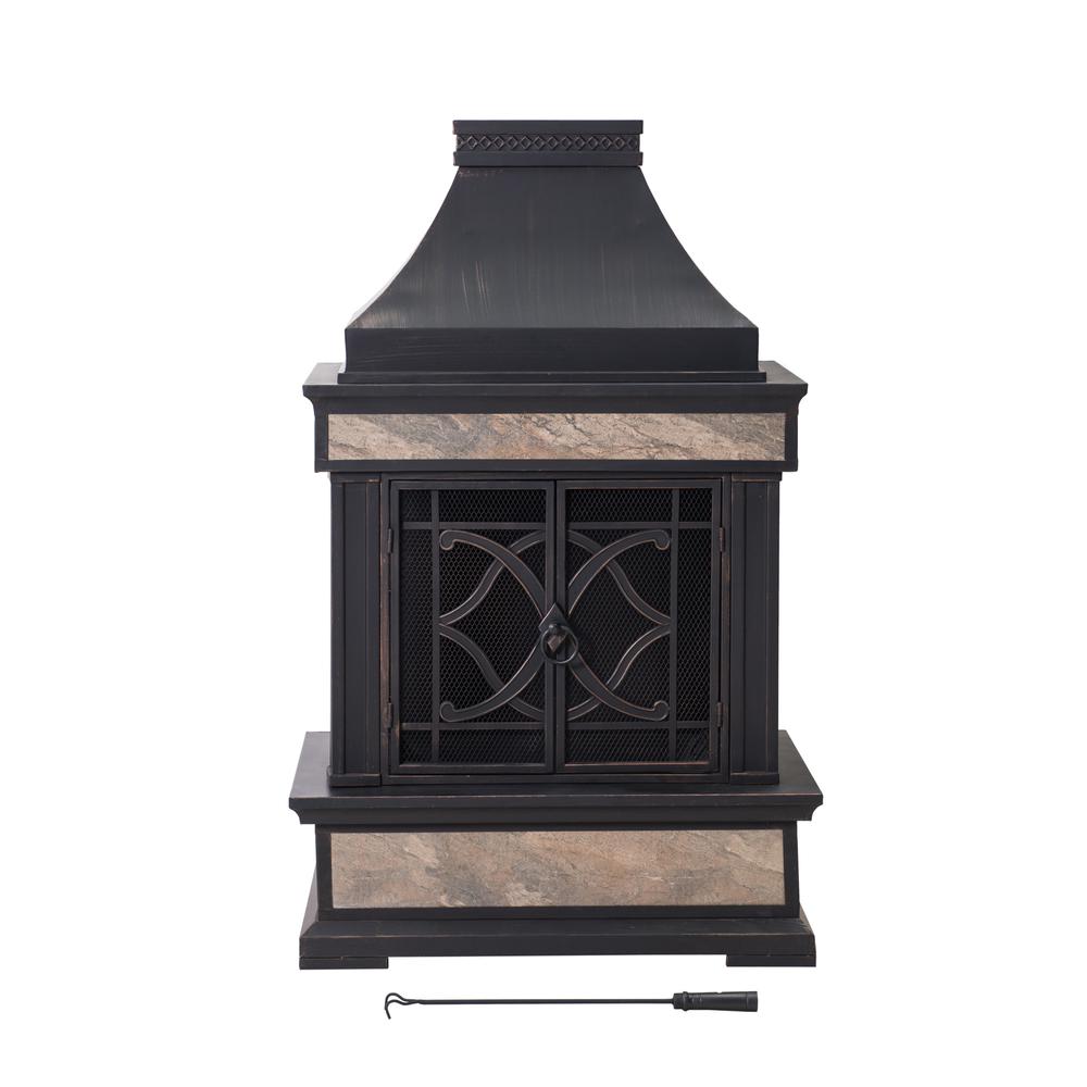 Heirloom Slate Wood Burning Fireplace – Black