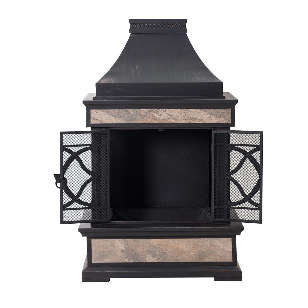 Heirloom Slate Wood Burning Fireplace – Black