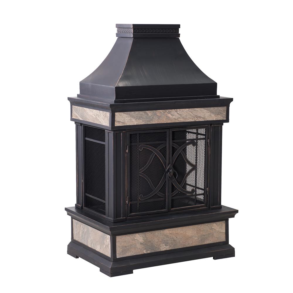 Heirloom Slate Wood Burning Fireplace – Black