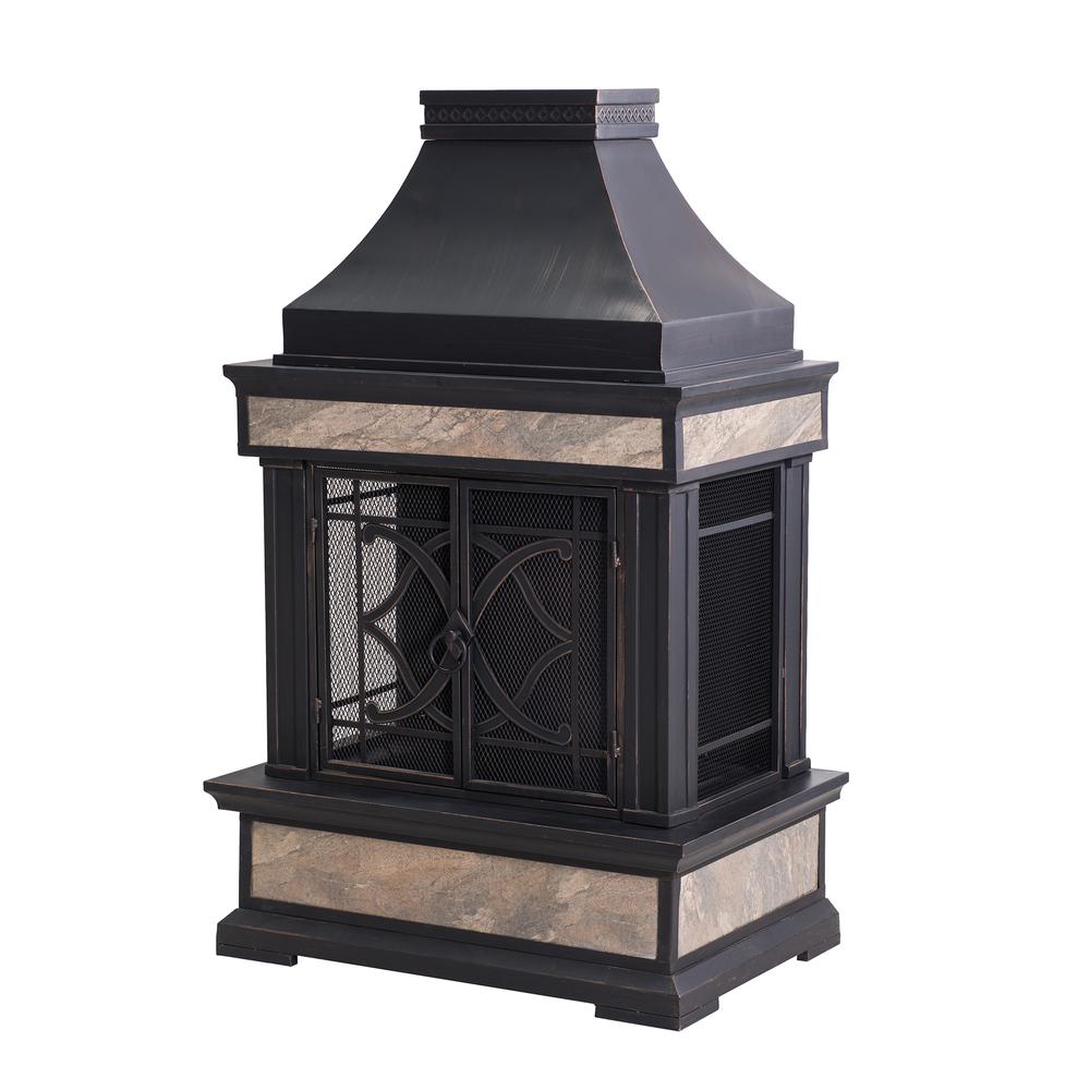 Heirloom Slate Wood Burning Fireplace – Black
