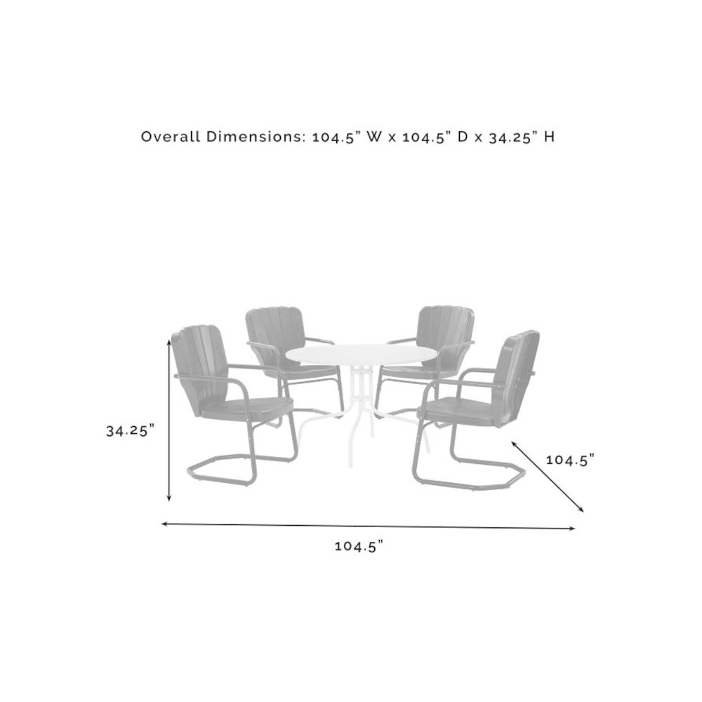 Ridgeland 5Pc Round Retro Outdoor Dining Set – Dining Table & 4 Chairs
