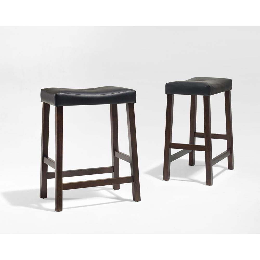 Upholstered Saddle Seat 2Pc Counter Height Bar Stool Set – 2 Stools