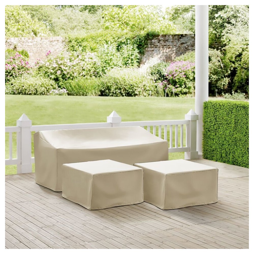 3Pc Outdoor Sectional Furniture Cover Set – Sofa & 2 Square Table/Ottoman
