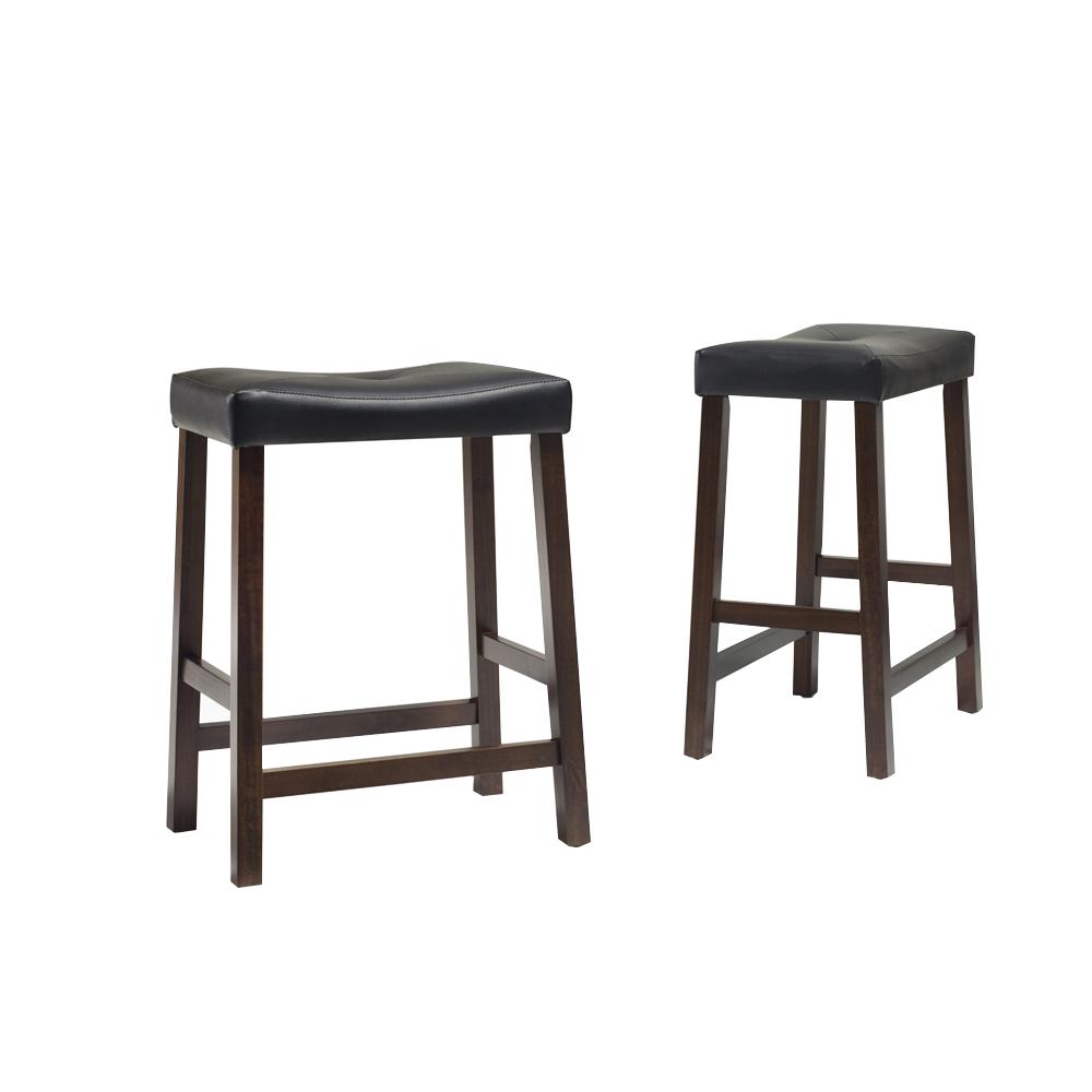 Upholstered Saddle Seat 2Pc Counter Height Bar Stool Set – 2 Stools