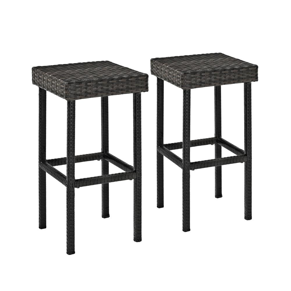 Palm Harbor 2Pc Wicker Backless Outdoor Bar Stool Set – 2 Stools