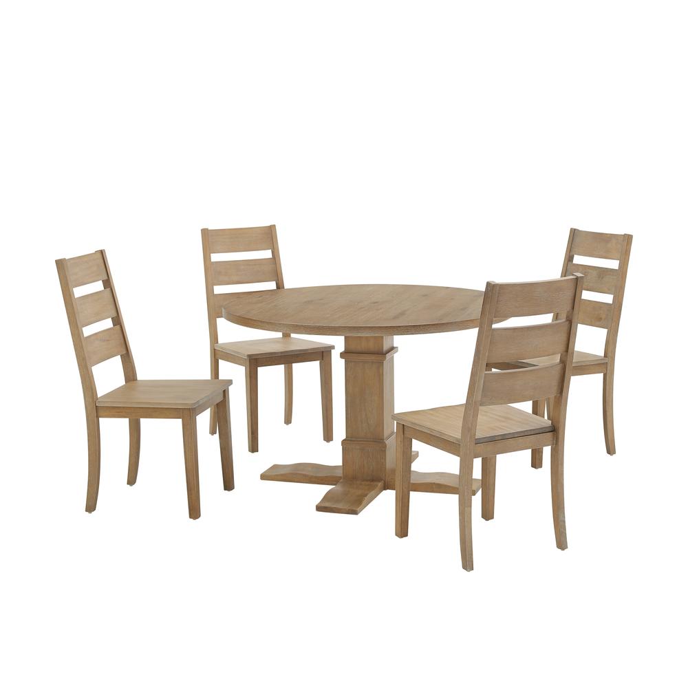 Joanna 5-Piece Round Dining Table Set For 4 – Round Table & 4 Ladder-Back Chairs