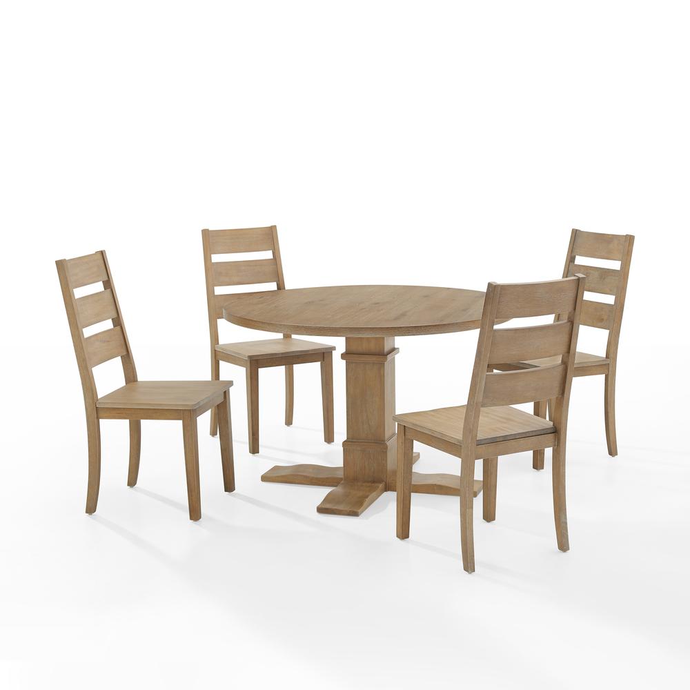 Joanna 5-Piece Round Dining Table Set For 4 – Round Table & 4 Ladder-Back Chairs