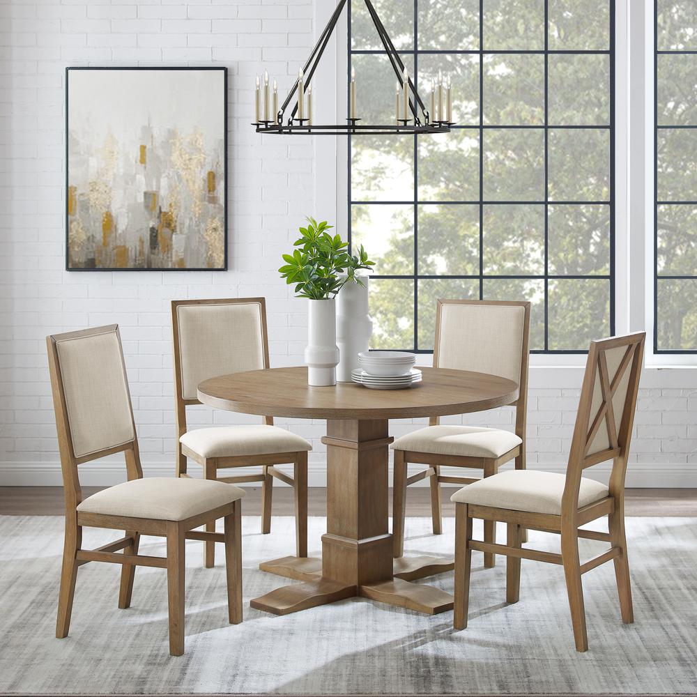 Joanna 5-Piece Round Dining Table Set For 4 – Round Table & 4 Back Chairs