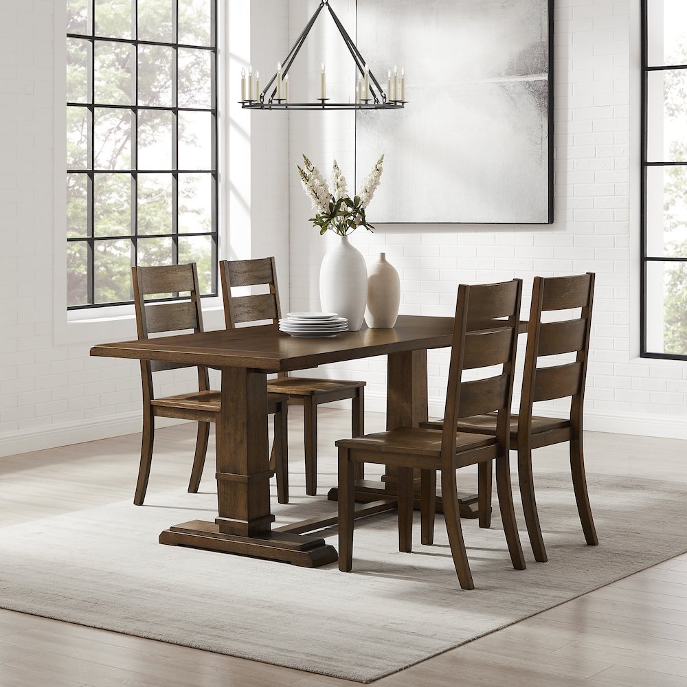 Joanna 5-Piece Dining Table Set For 4 – Table & 4 Ladder-Back Chairs