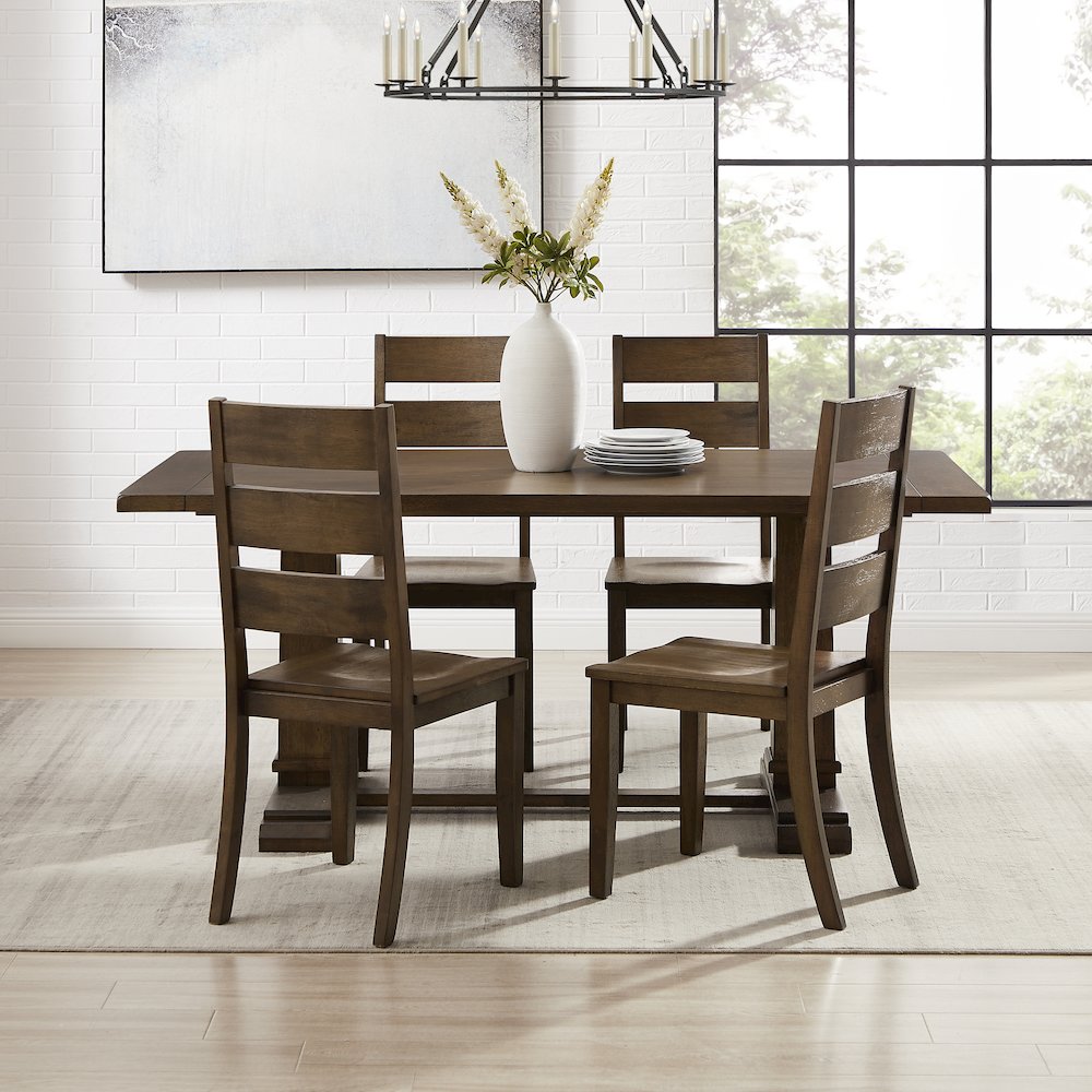 Joanna 5-Piece Dining Table Set For 4 – Table & 4 Ladder-Back Chairs