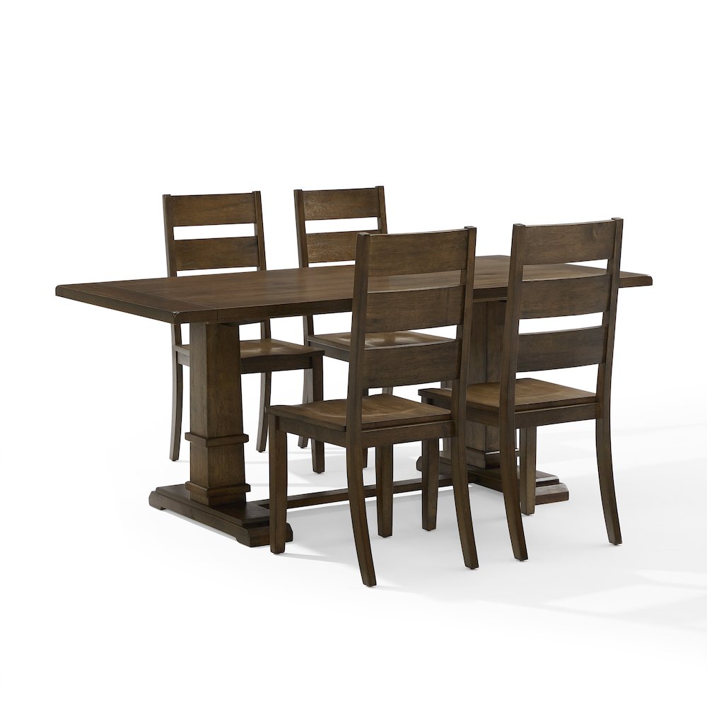 Joanna 5-Piece Dining Table Set For 4 – Table & 4 Ladder-Back Chairs