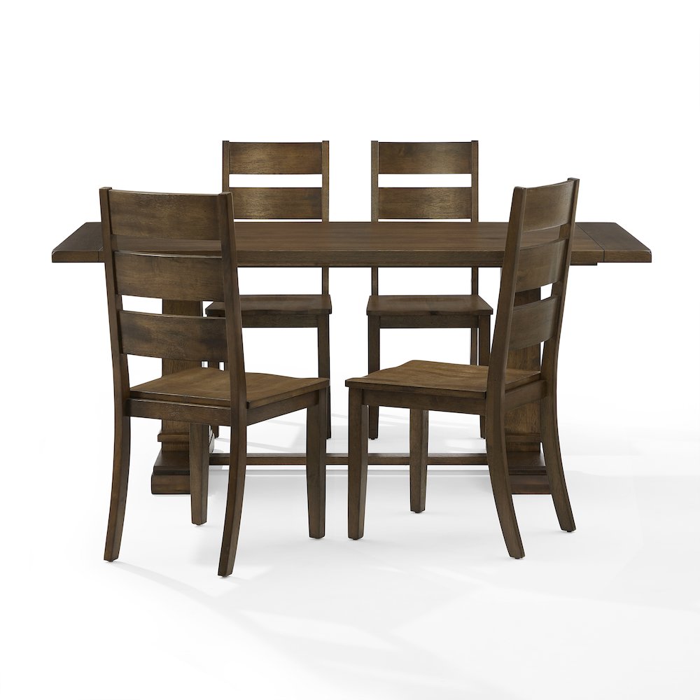 Joanna 5-Piece Dining Table Set For 4 – Table & 4 Ladder-Back Chairs
