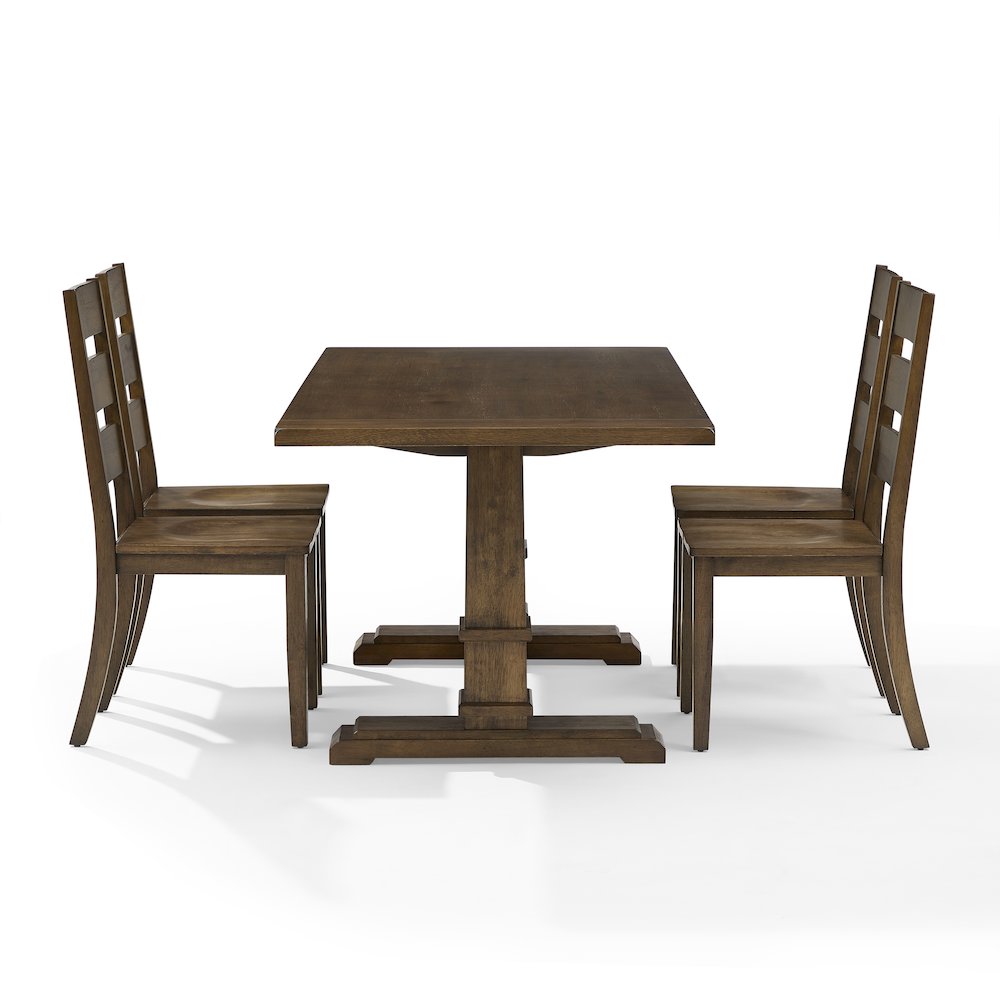 Joanna 5-Piece Dining Table Set For 4 – Table & 4 Ladder-Back Chairs