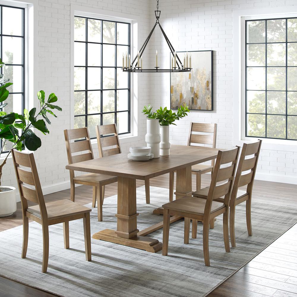 Joanna 7-Piece Dining Table Set For 6 – Table & 6 Ladder-Back Chairs