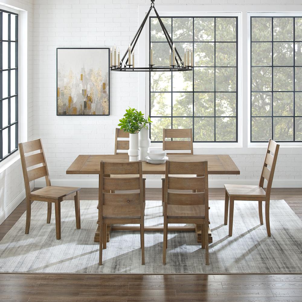 Joanna 7-Piece Dining Table Set For 6 – Table & 6 Ladder-Back Chairs