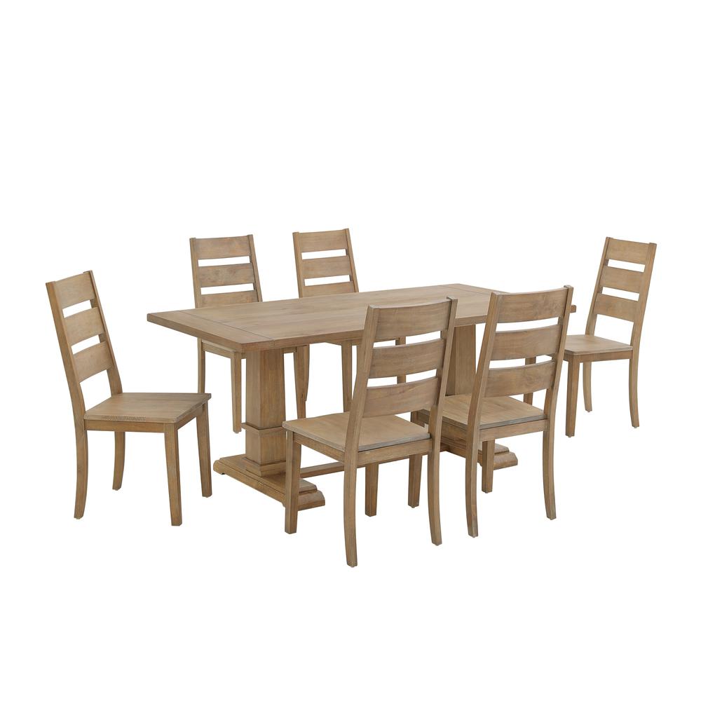 Joanna 7-Piece Dining Table Set For 6 – Table & 6 Ladder-Back Chairs