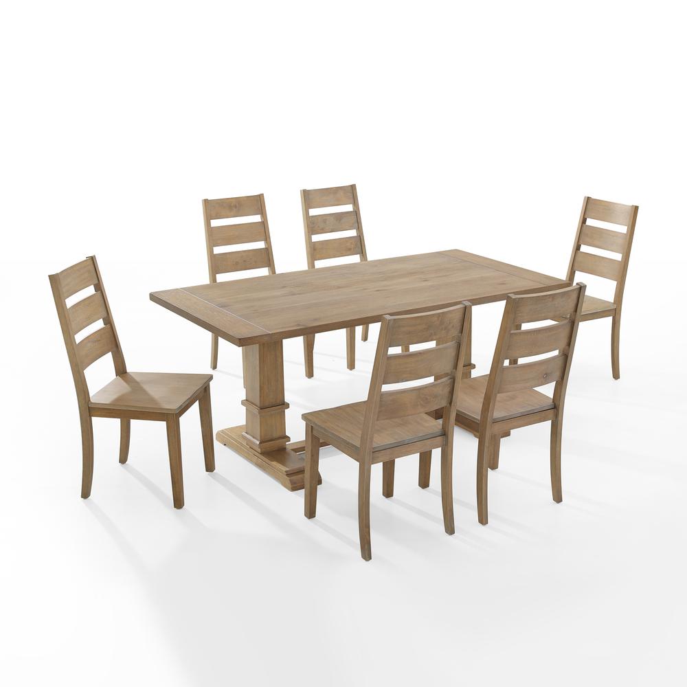Joanna 7-Piece Dining Table Set For 6 – Table & 6 Ladder-Back Chairs