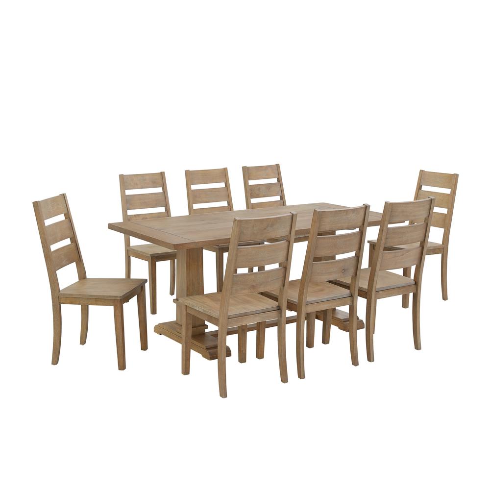 Joanna 9-Piece Dining Table Set For 8 – Table & 8 Ladder-Back Chairs