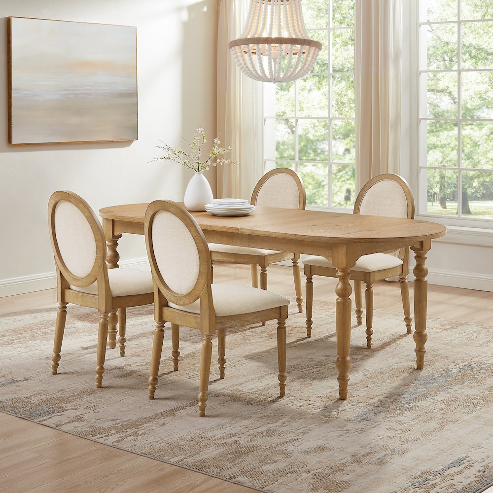 Daphne 5-Piece Dining Set For 4 Rustic Brown/Crème – Table & 4 Chairs