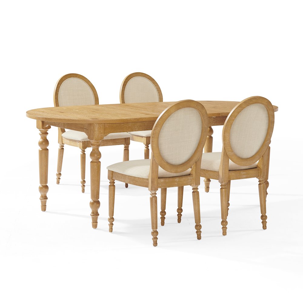 Daphne 5-Piece Dining Set For 4 Rustic Brown/Crème – Table & 4 Chairs