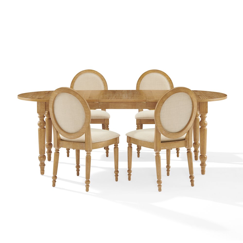 Daphne 5-Piece Dining Set For 4 Rustic Brown/Crème – Table & 4 Chairs