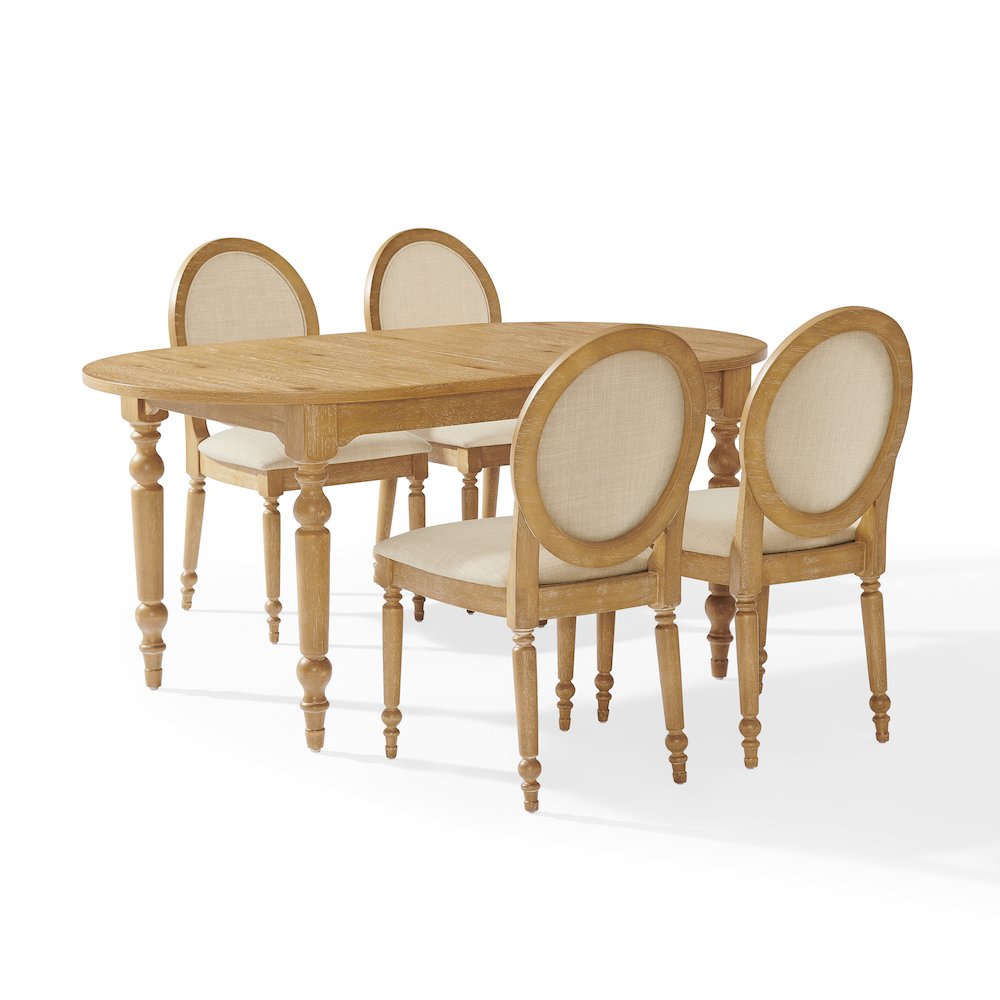 Daphne 5-Piece Dining Set For 4 Rustic Brown/Crème – Table & 4 Chairs