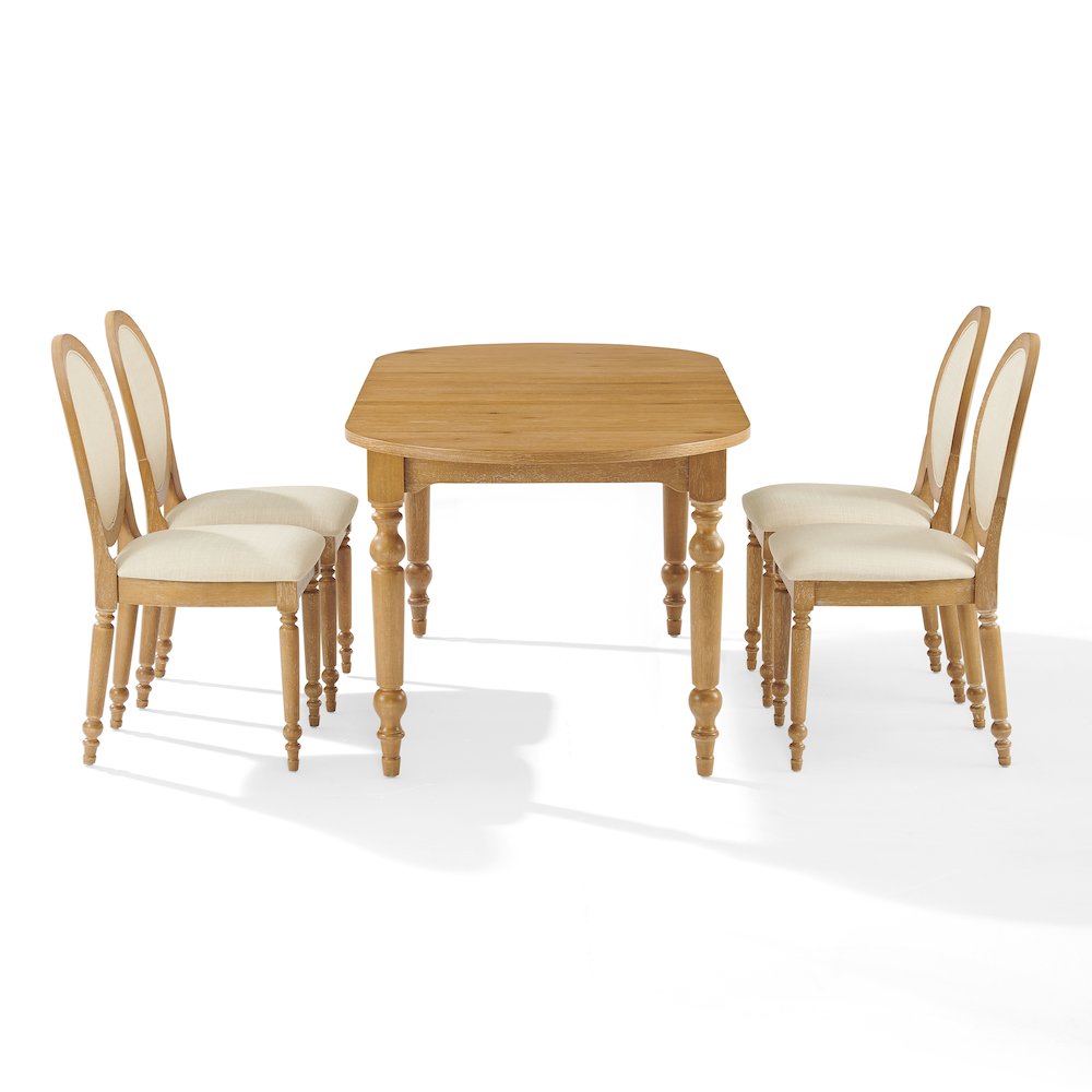 Daphne 5-Piece Dining Set For 4 Rustic Brown/Crème – Table & 4 Chairs
