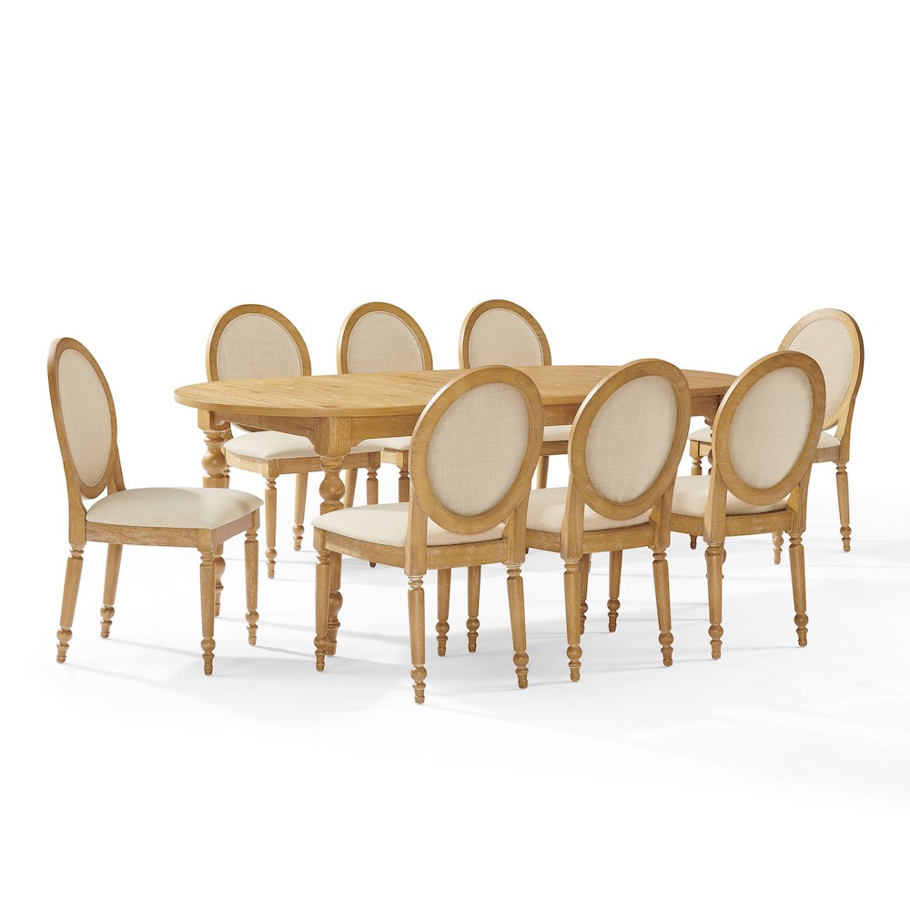 Daphne 9-Piece Dining Set For 8 Rustic Brown/Crème – Table & 8 Chairs