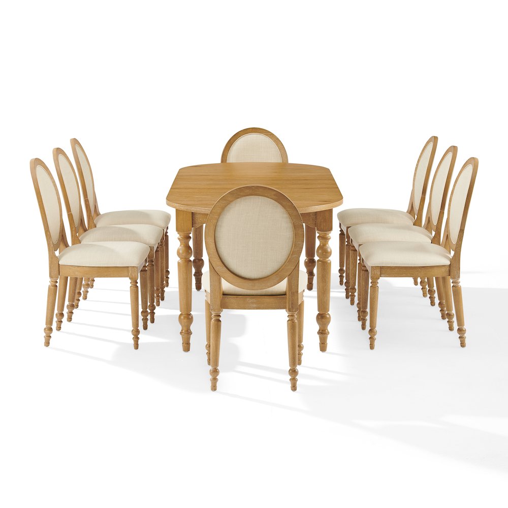 Daphne 9-Piece Dining Set For 8 Rustic Brown/Crème – Table & 8 Chairs