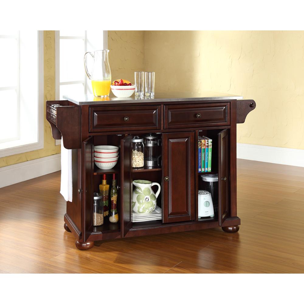 Alexandria Stainless Steel Top Full Size Kitchen Island/Cart