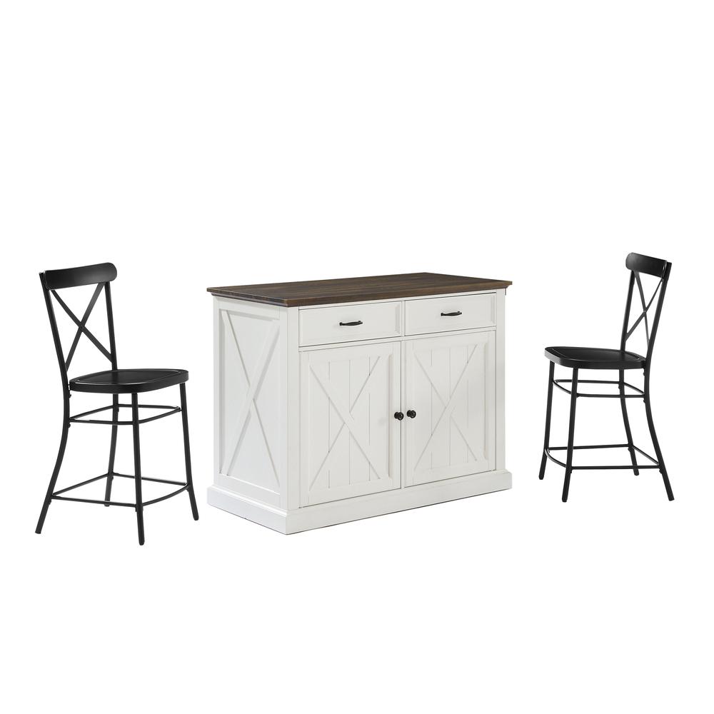 Clifton Kitchen Island W/Camille Stools – Kitchen Island & 2 Stools
