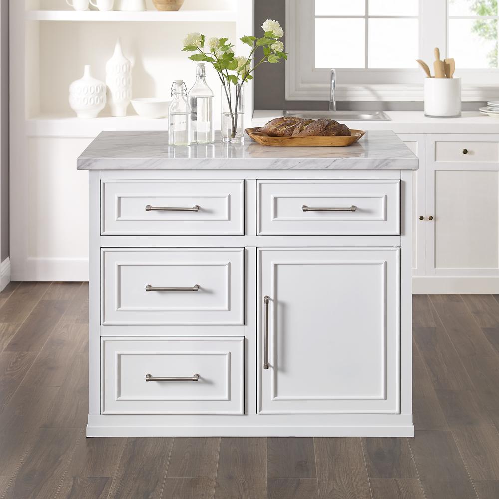 Cutler Faux Marble Top Kitchen Island
