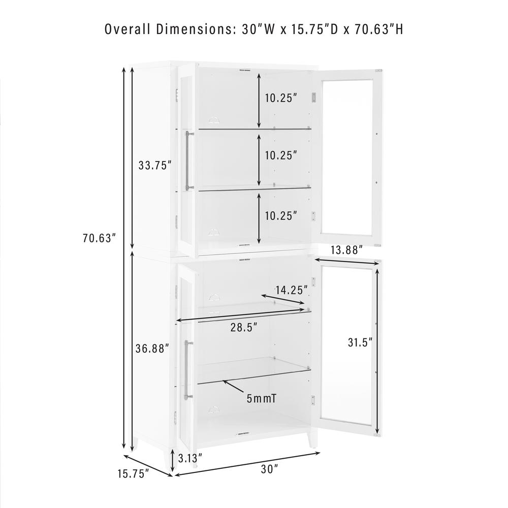 Roarke Glass Door Kitchen Pantry Storage Cabinet