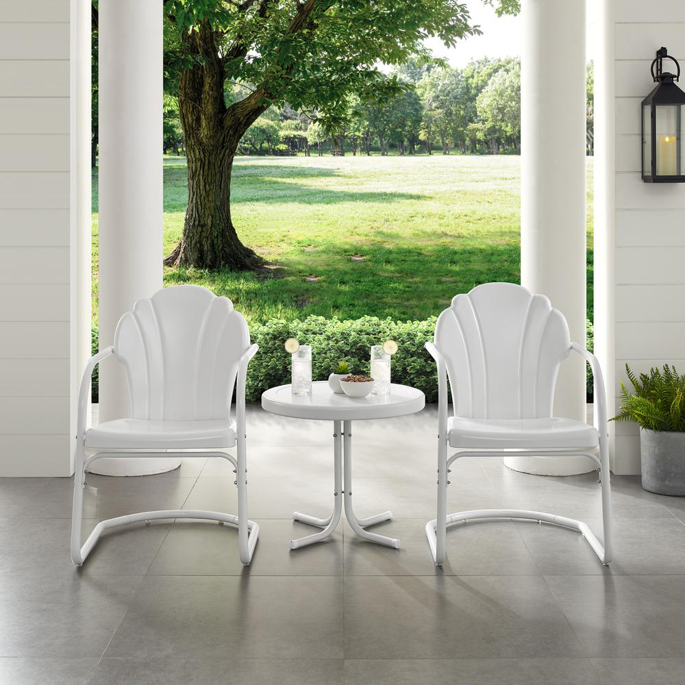 Tulip 3Pc Retro Outdoor Chair Set – Side Table & 2 Chairs