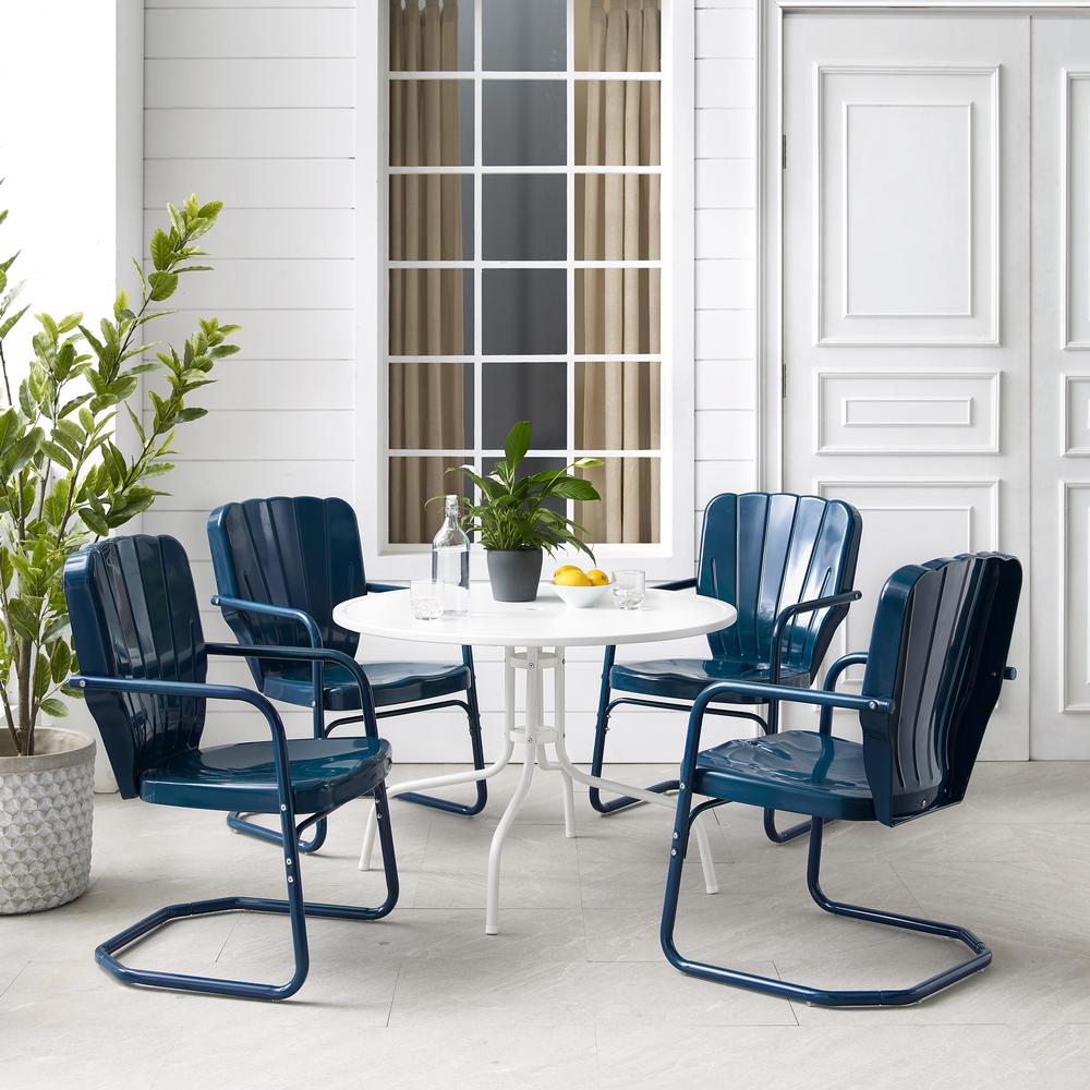 Ridgeland 5Pc Round Retro Outdoor Dining Set – Dining Table & 4 Chairs