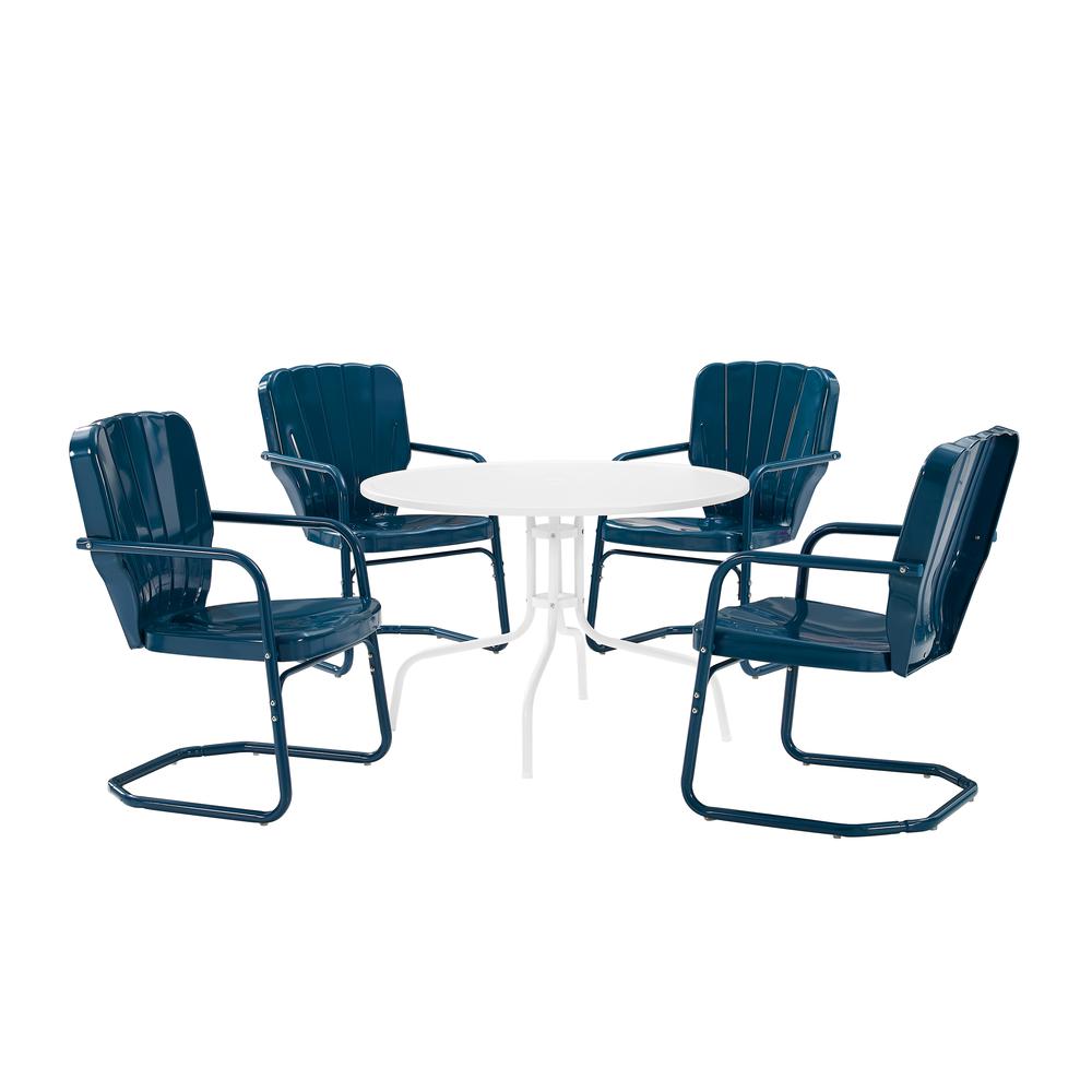 Ridgeland 5Pc Round Retro Outdoor Dining Set – Dining Table & 4 Chairs