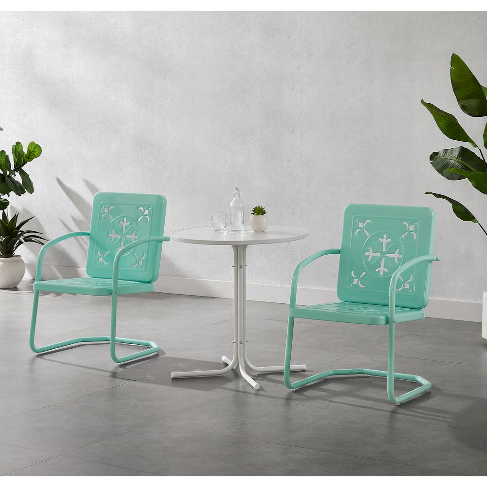 Azalea 3-Piece Retro Outdoor Bistro Set – Bistro Table & 2 Chairs