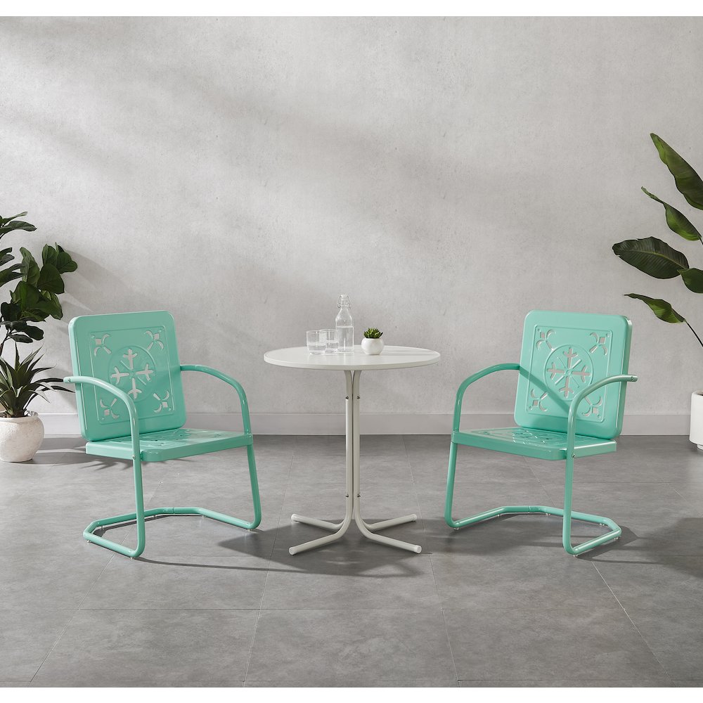 Azalea 3-Piece Retro Outdoor Bistro Set – Bistro Table & 2 Chairs