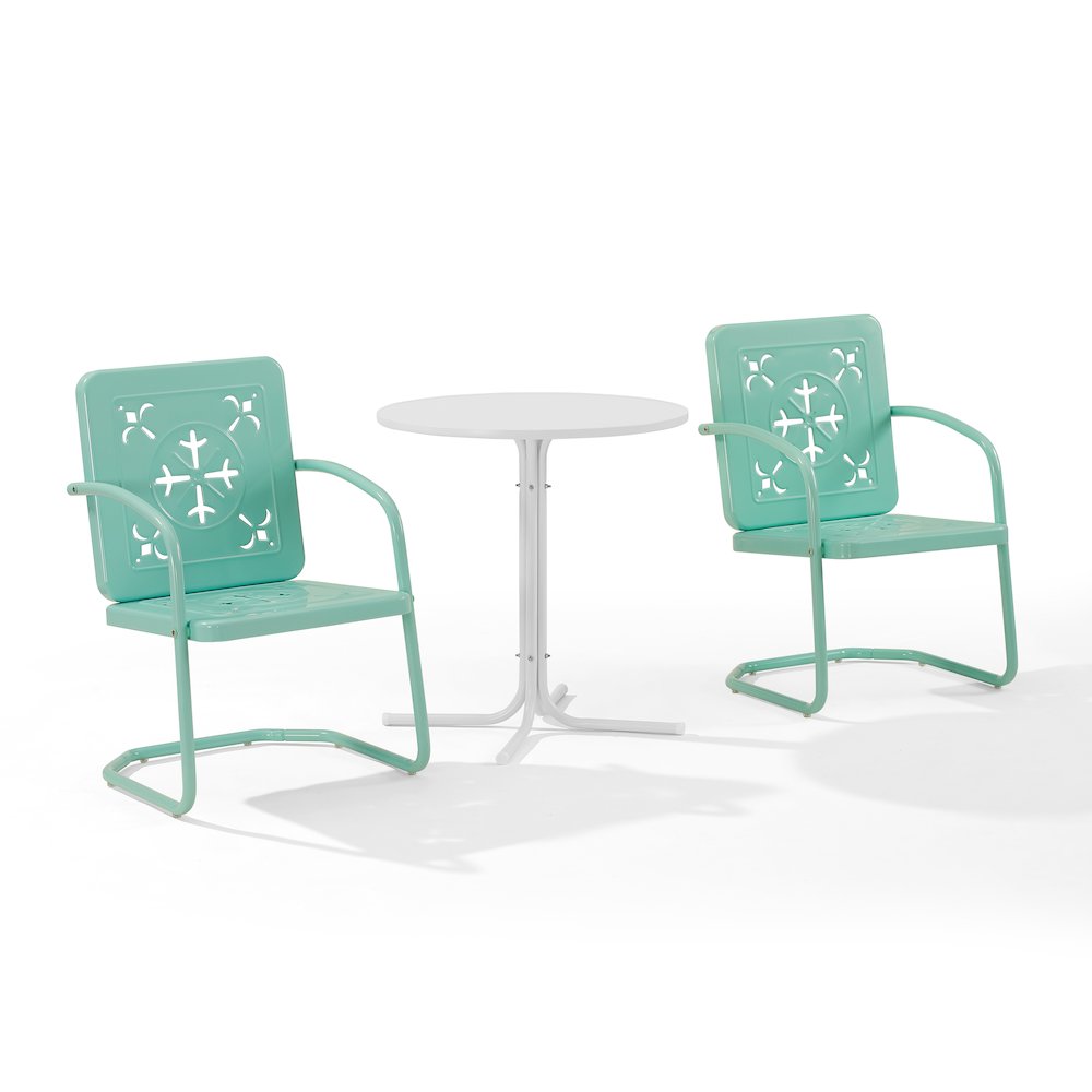 Azalea 3-Piece Retro Outdoor Bistro Set – Bistro Table & 2 Chairs