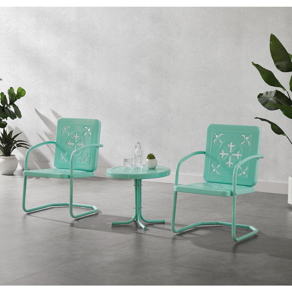 Azalea 3-Piece Retro Outdoor Chair Set – Side Table & 2 Chairs