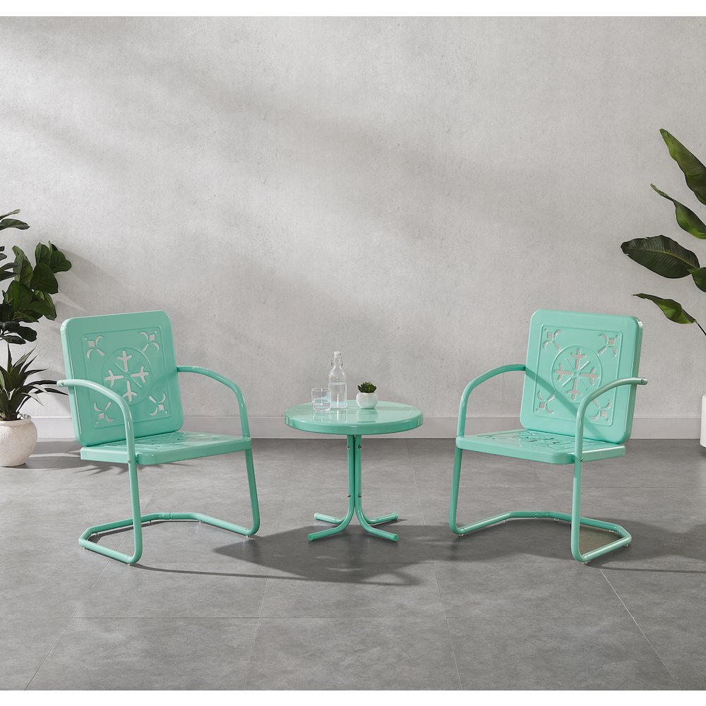 Azalea 3-Piece Retro Outdoor Chair Set – Side Table & 2 Chairs