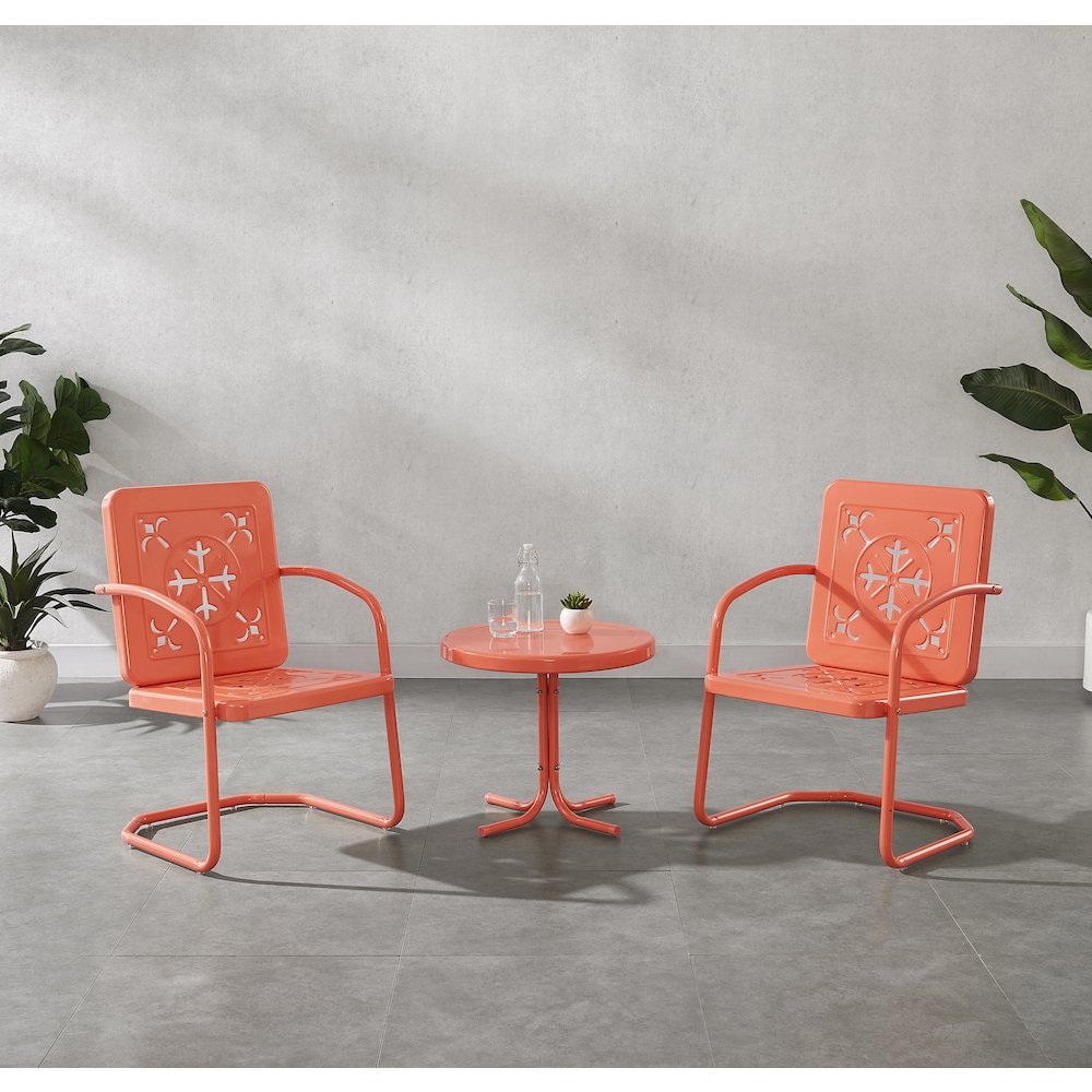 Azalea 3-Piece Retro Outdoor Chair Set – Side Table & 2 Chairs